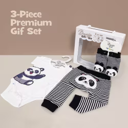 Panda & Huggie, 3-Pc Boogie Toes, Tight & Tee Baby Premium Gift Set - Thumbnail 1