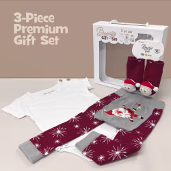 Santa, 3-Pc Boogie Toes, Tight & White Tee Baby Premium Gift Set - Thumbnail 1