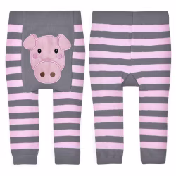 Gray/Pink Pig - Boogie Tights Baby Leggings - Thumbnail 1