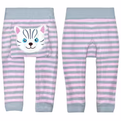 Pink/Gray Cat - Boogie Tights Baby Leggings - Thumbnail 1