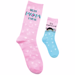 2 pair Sidekicks Best Mom / Embarrassing, Mommy and Me Socks Set - Thumbnail 1
