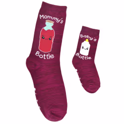 2-pair Sidekicks Mom Wine Baby Bottle - Mommy & Me Socks Set - Thumbnail 1