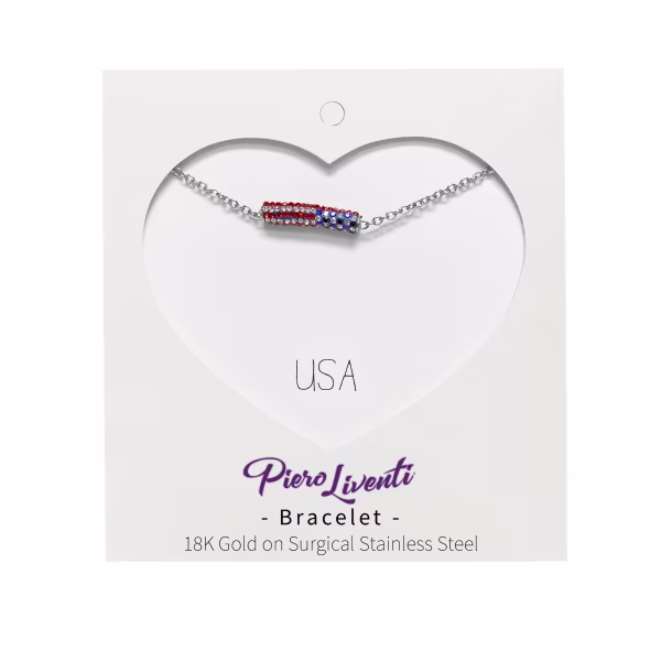 American Flag Crystal, Everyday Bracelet (Rose or White) - Image 3