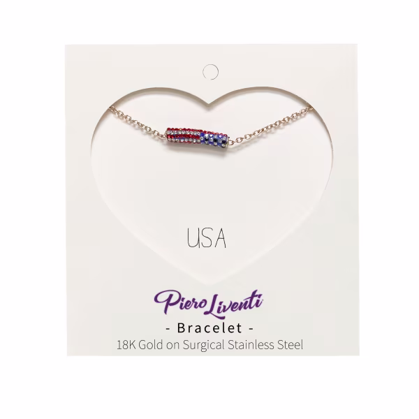 American Flag Crystal, Everyday Bracelet (Rose or White) - Image 6