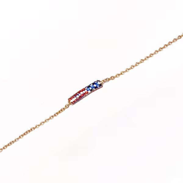 American Flag Crystal, Everyday Bracelet (Rose or White) - Image 5