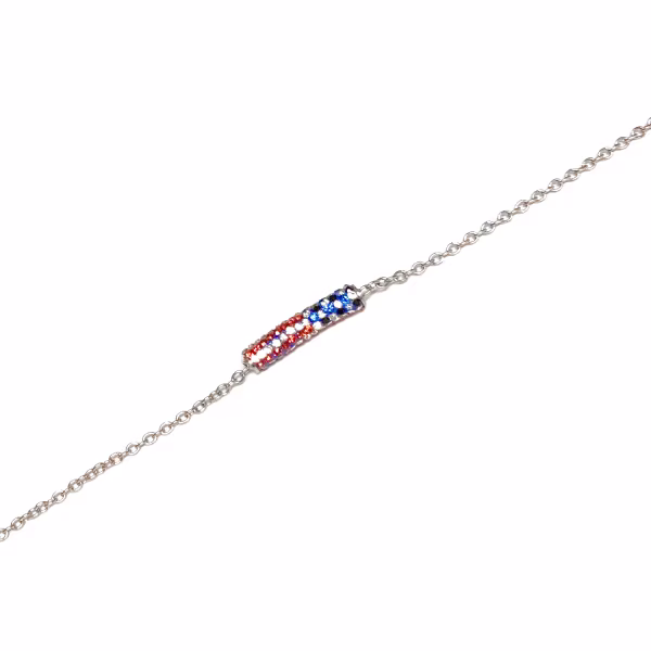 American Flag Crystal, Everyday Bracelet (Rose or White) - Image 2