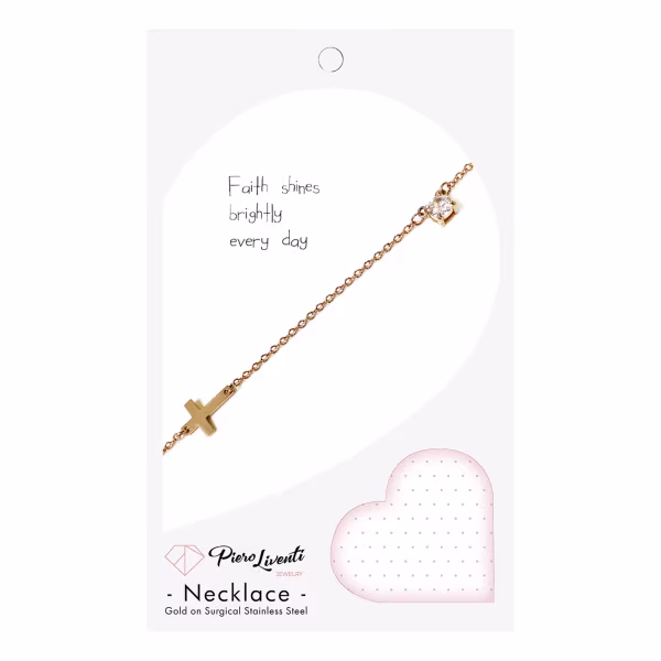 Sparkle and Cross, Everyday Necklace (Rose, Yellow or White) - Image 8