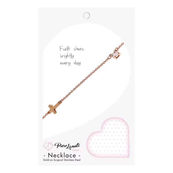 Sparkle and Cross, Everyday Necklace (Rose, Yellow or White) - Image 13