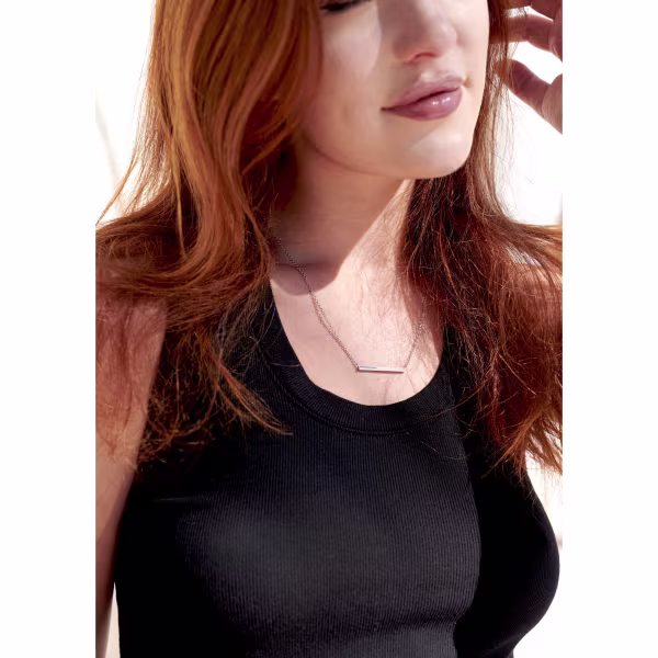 Simple Bar, Everyday Necklace (Rose or White) - Image 4