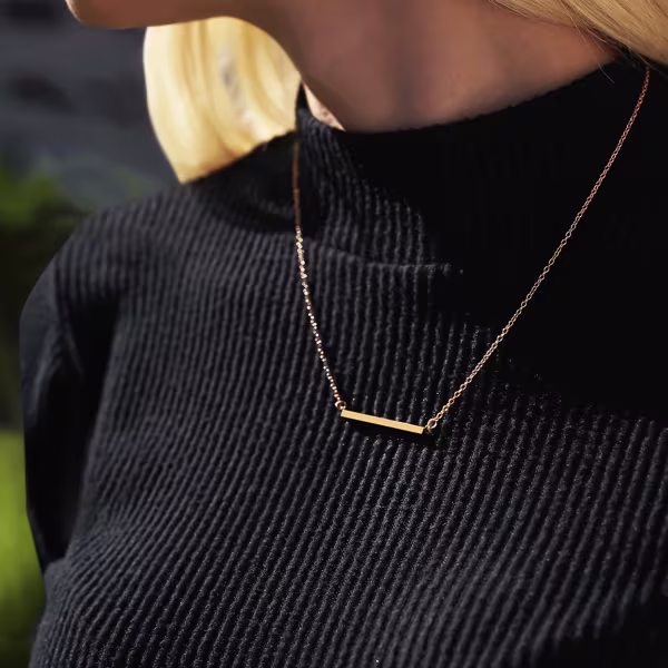 Simple Bar, Everyday Necklace (Rose or White) - Image 10