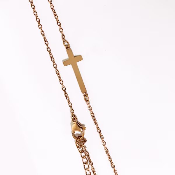 Sideways Cross, Everyday Necklace (Rose, Yellow or White) - Image 12
