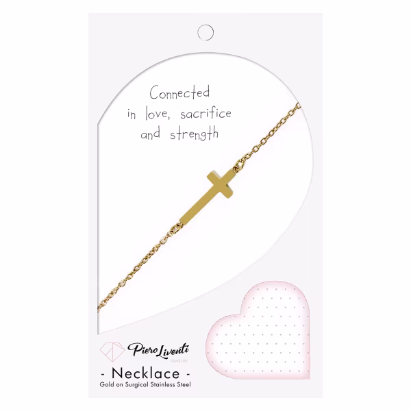 Sideways Cross, Everyday Necklace (Rose, Yellow or White) - Image 3