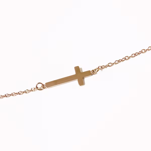 Sideways Cross, Everyday Necklace (Rose, Yellow or White) - Image 11