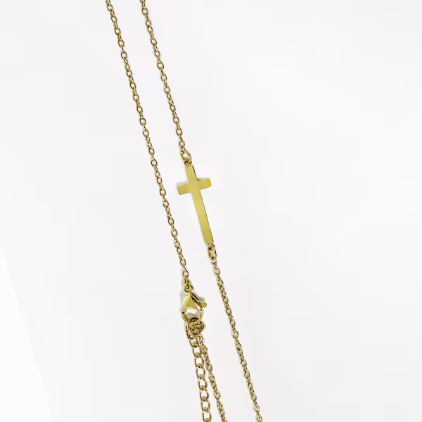 Sideways Cross, Everyday Necklace (Rose, Yellow or White) - Image 2