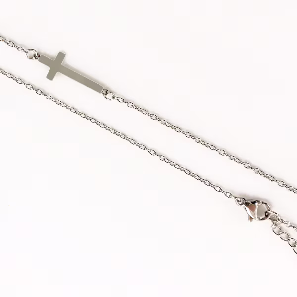 Sideways Cross, Everyday Necklace (Rose, Yellow or White) - Image 7