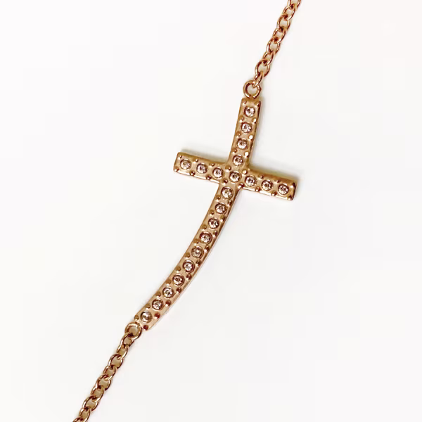 Sparkle Sideways Cross, Everyday Necklace (Rose or White) - Image 5