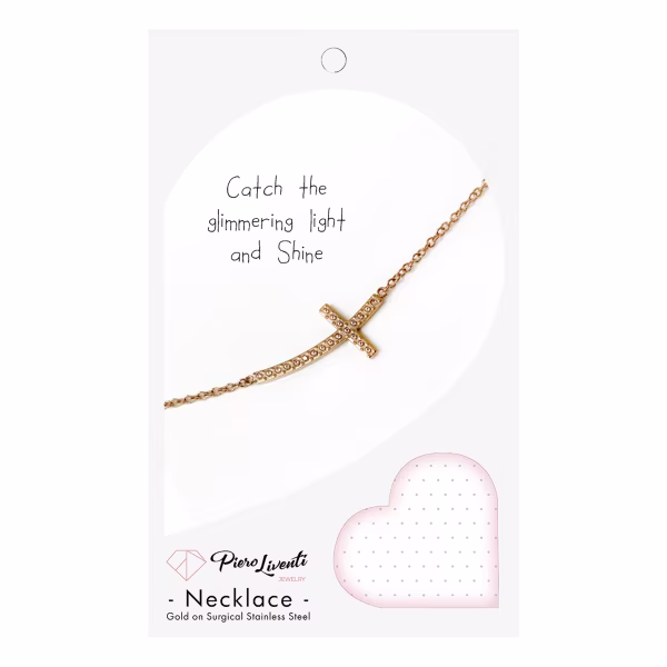 Sparkle Sideways Cross, Everyday Necklace (Rose or White) - Image 7