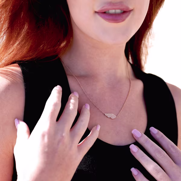Side Wings, Everyday Necklace (Rose or White) - Image 5