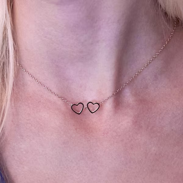 Heart Couple, Everyday Necklace (Rose, Yellow or White) - Image 5