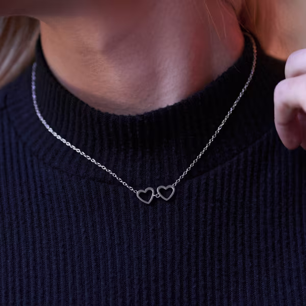 Heart Couple, Everyday Necklace (Rose, Yellow or White) - Image 10