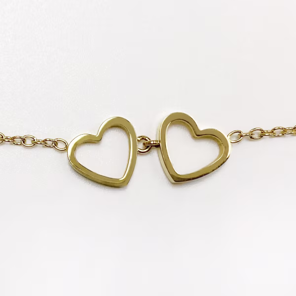 Heart Couple, Everyday Necklace (Rose, Yellow or White) - Image 11