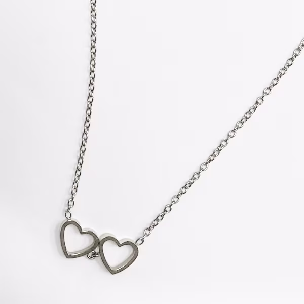 Heart Couple, Everyday Necklace (Rose, Yellow or White) - Image 7