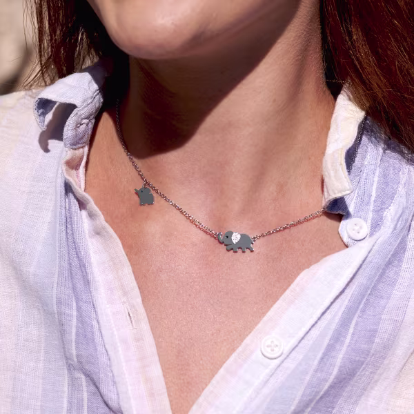 Elephants, Everyday Necklace (Rose or White) - Image 4