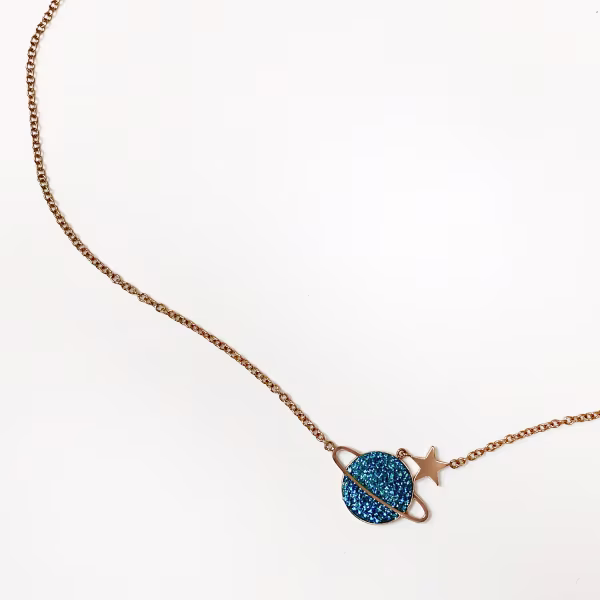 Blue Planet, Everyday Necklace (Rose or White) - Image 3