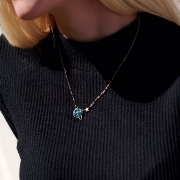 Blue Planet, Everyday Necklace (Rose or White) - Image 5