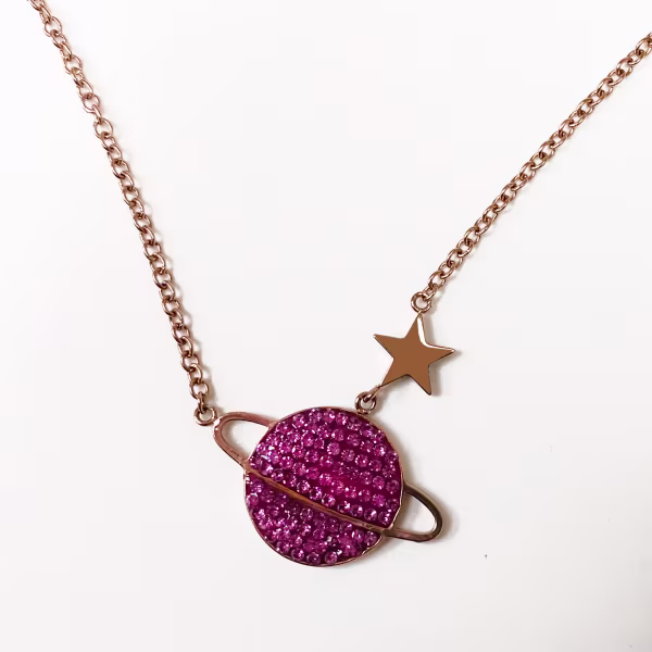 Pink Planet, Everyday Necklace (Rose or White) - Image 7