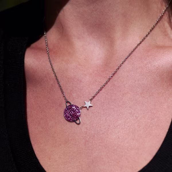 Pink Planet, Everyday Necklace (Rose or White) - Image 6