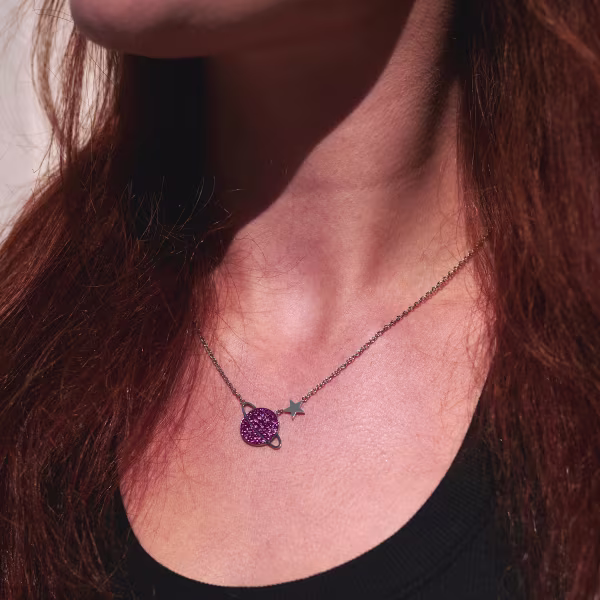 Pink Planet, Everyday Necklace (Rose or White) - Image 5