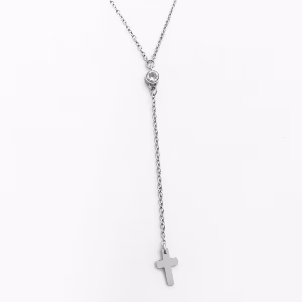 Sparkle Cross Drop, Everyday Necklace (Yellow or White) - Image 7