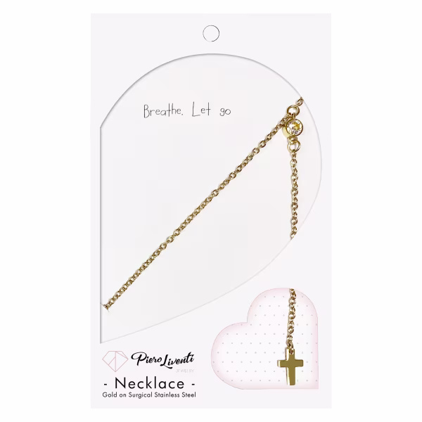Sparkle Cross Drop, Everyday Necklace (Yellow or White) - Image 3