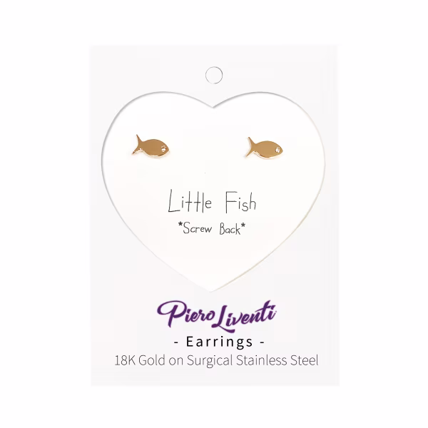 Fish (small), Screwback Baby Earrings (Rose) - Image 2