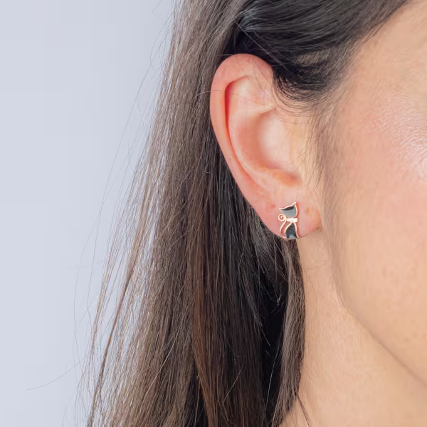 Black Cat, Everyday Earrings (Rose) - Image 4