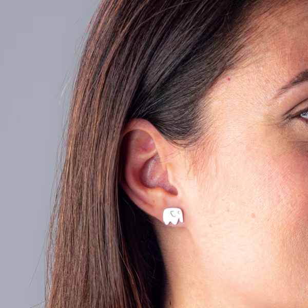 Elephant, Everyday Earrings (White) - Image 3