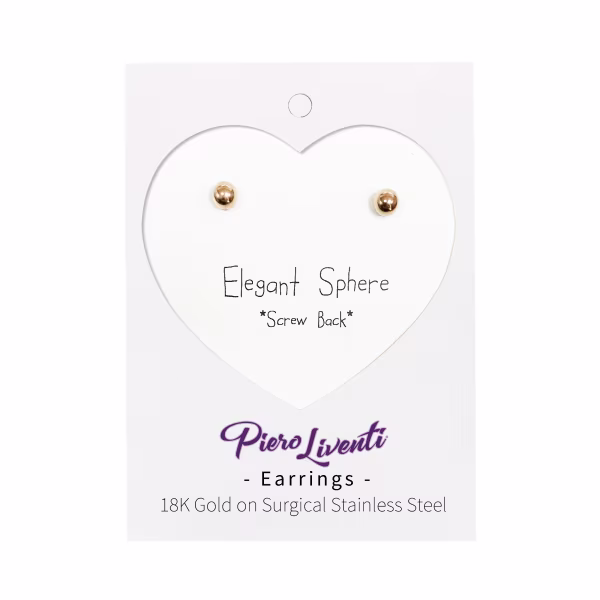Sphere (small), Screwback Baby Earrings (Rose) - Image 2