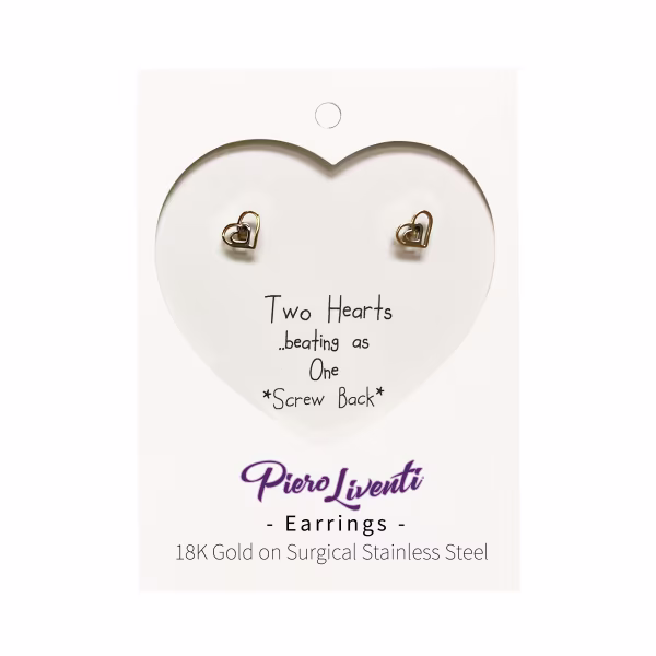 Double Heart, Screwback Baby Earrings (Rose or Yellow) - Image 2