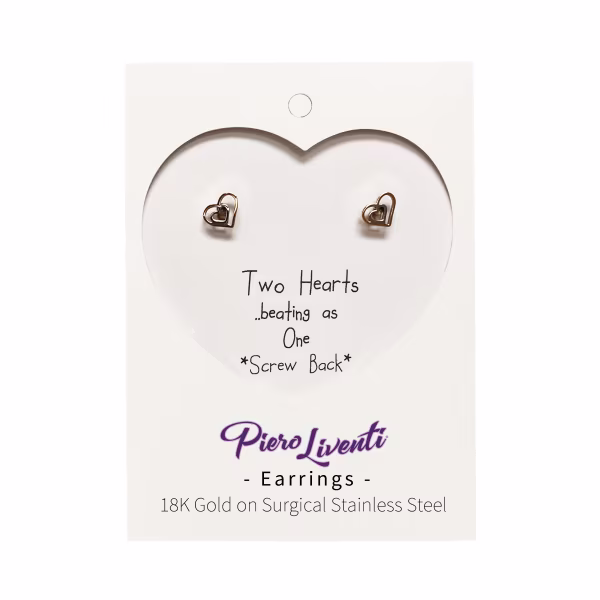 Double Heart, Screwback Baby Earrings (Rose or Yellow) - Image 4