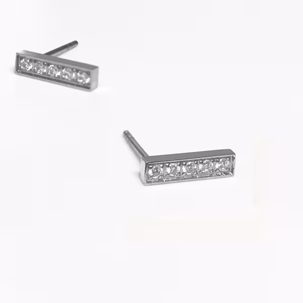 Crystals Bar, Everyday Earrings (Rose, Yellow or White) - Image 3