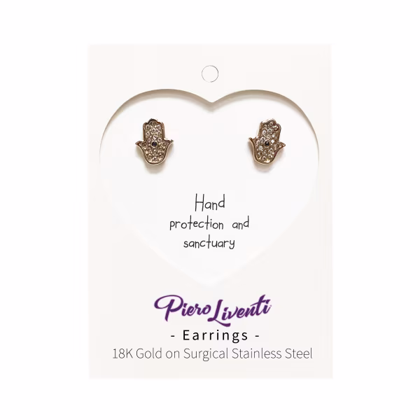 Hamsa Protective Hand, Everyday Earrings (Rose) - Image 2