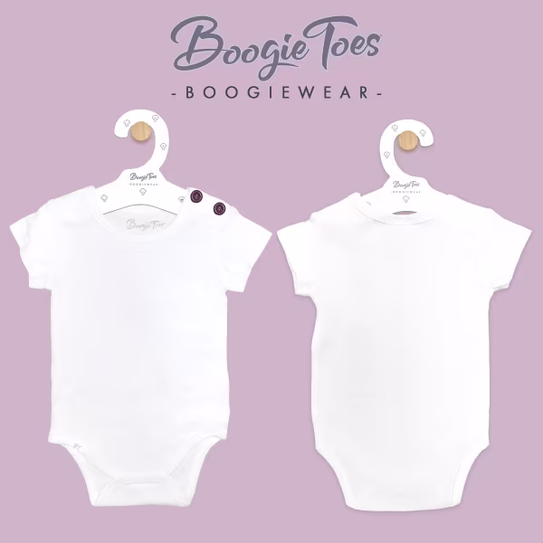 White Boogie Tees Bodysuit Tshirt - Purple Button - Image 3