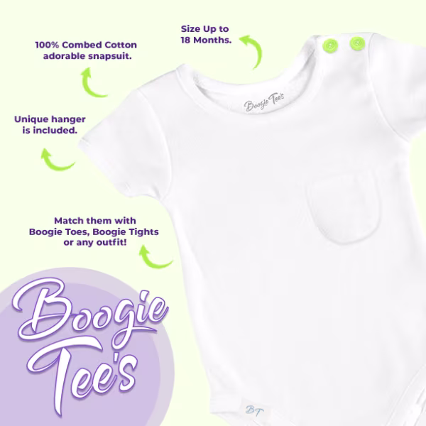 White Boogie Tees Bodysuit Tshirt - Purple Button - Image 4