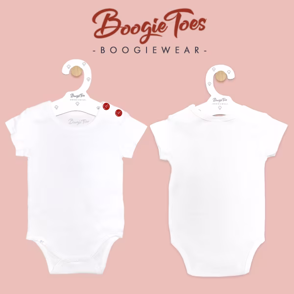 White Boogie Tees Bodysuit Tshirt - Red Button - Image 3