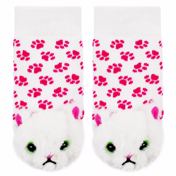 White Furball Cat Boogie Toes Rattle Socks - Image 2