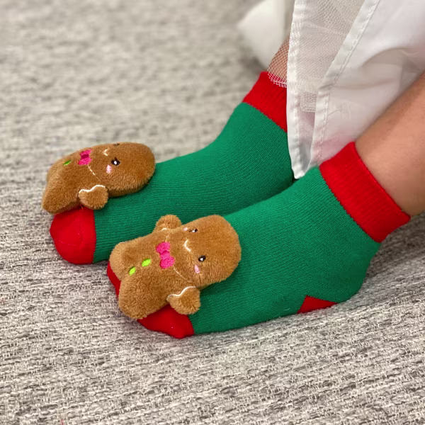 Gingerbread Man Christmas Boogie Toes Rattle Socks - Image 2