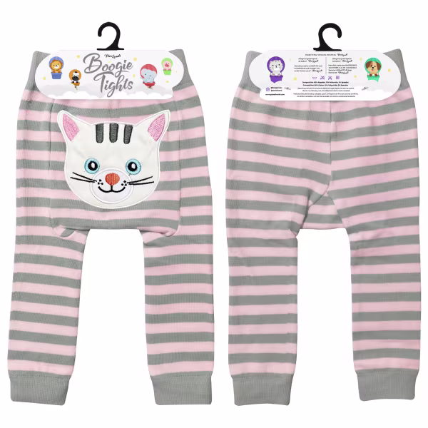 Gray/Pink Cat, 2-Pc Boogie Toes & Tight Baby Gift Set (6-18m) - Image 3