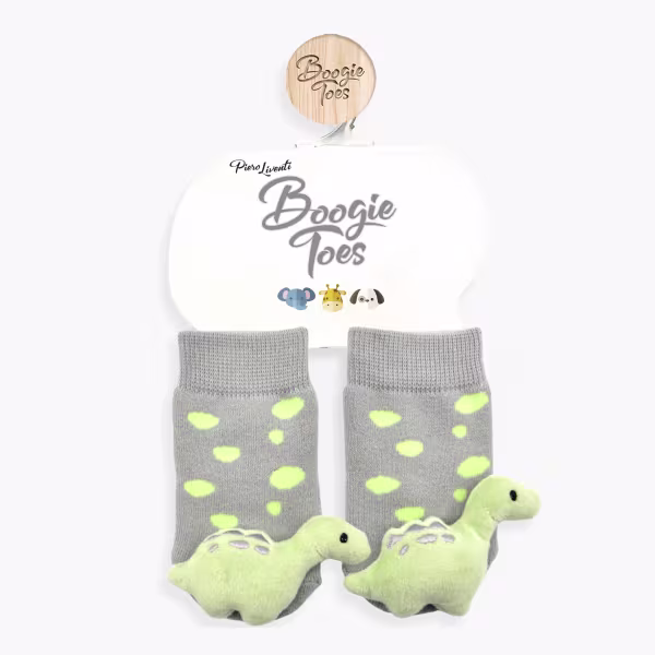 Green Dino, 2-Pc Boogie Toes & Tight Baby Gift Set (6-18m) - Image 2