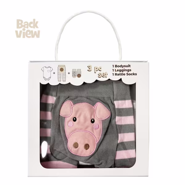 Pink Pig, 3-Pc Boogie Toes, Tight & Tee Baby Premium Gift Set - Image 6